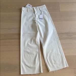 Zara Off-White Marine Straight Denim Pants
